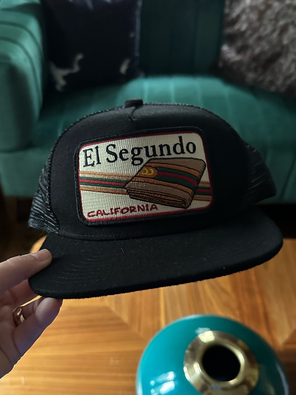 El Segundo California Black Trucker Hat Bart Bridge